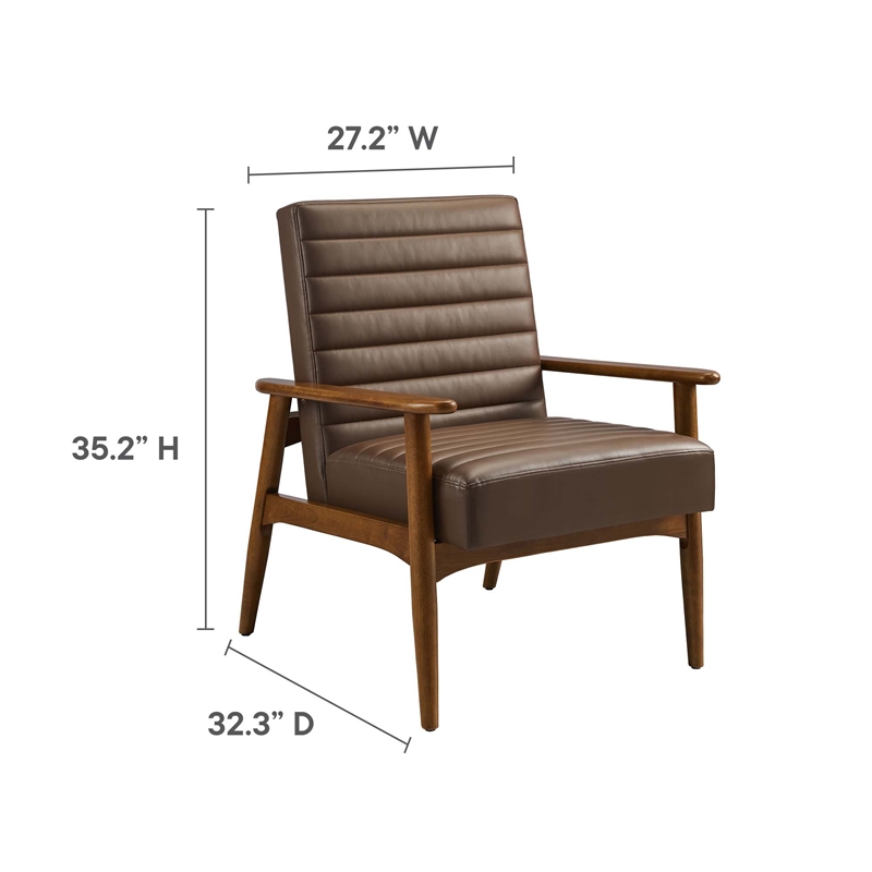 Jensen Vegan Leather Accent Chair in Walnut Brown