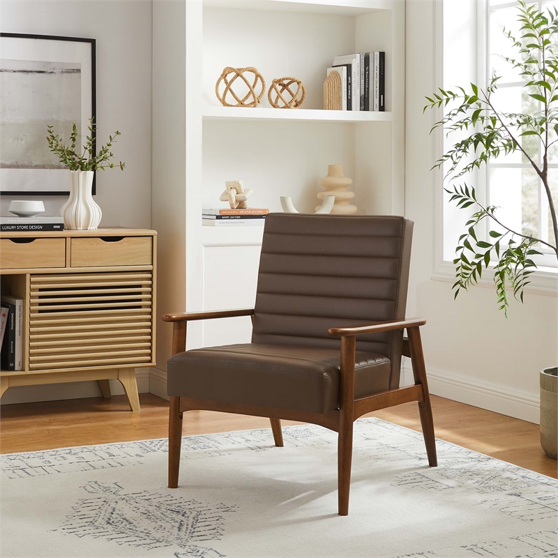 Jensen Vegan Leather Accent Chair in Walnut Brown