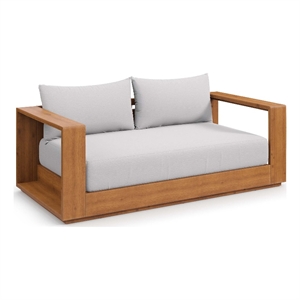 Tahoe Acacia Wood Outdoor Patio Acacia Wood Loveseat in Natural Light Gray