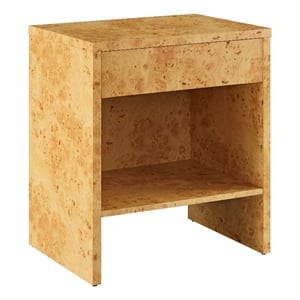 Hudson 1-Drawer Burl Wood Nightstand With Shelf