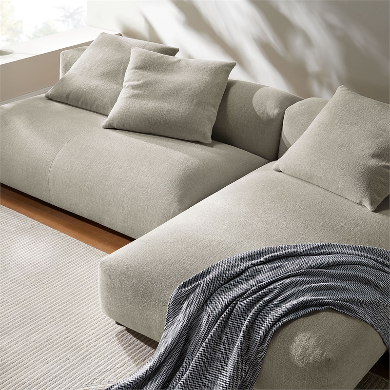 Solace2-Piece Modular Upholstered Fabric Sectional Sofa With Chaise in Linen