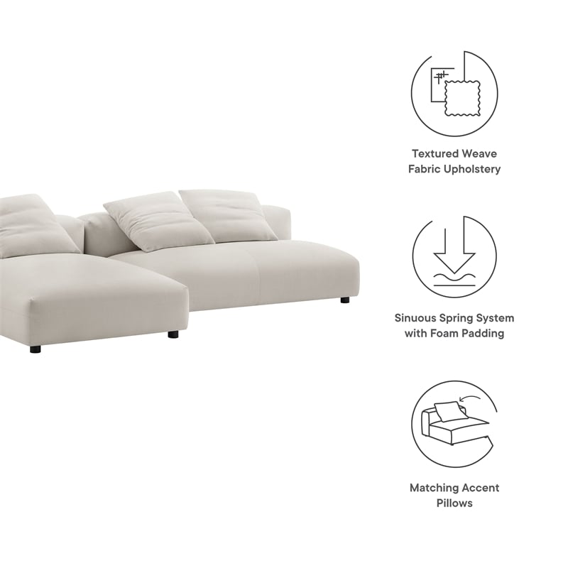 Solace2-Piece Modular Upholstered Fabric Sectional Sofa With Chaise in Salt