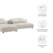 Solace2-Piece Modular Upholstered Fabric Sectional Sofa With Chaise in Salt