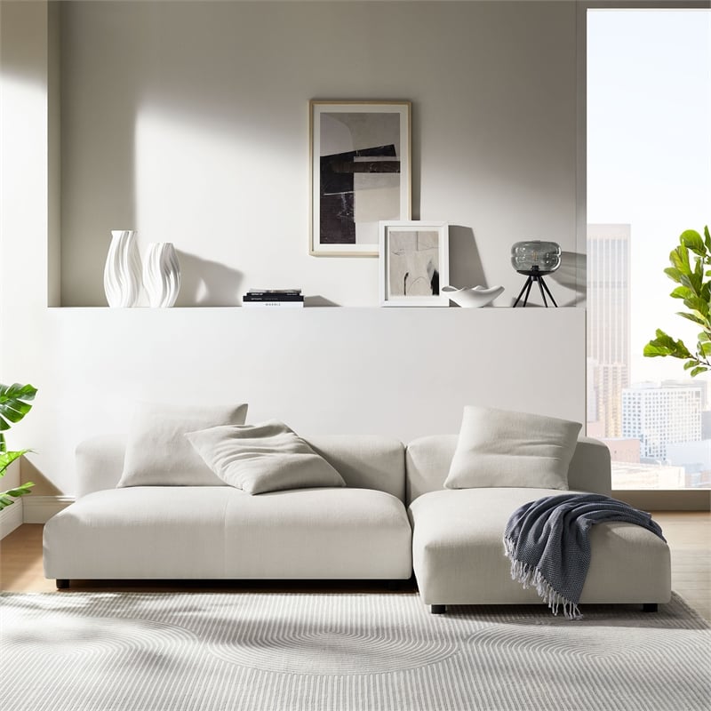 Solace2-Piece Modular Upholstered Fabric Sectional Sofa With Chaise in Salt