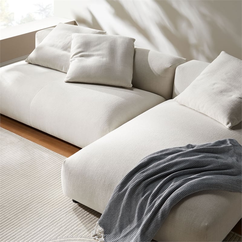 Solace2-Piece Modular Upholstered Fabric Sectional Sofa With Chaise in Salt