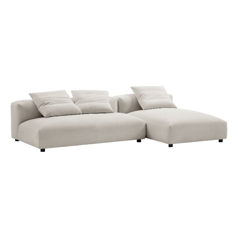 Solace2-Piece Modular Upholstered Fabric Sectional Sofa With Chaise in Salt