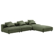 Modway Solace 4-Piece Modular Corduroy Upholstered Sectional Sofa in Fern
