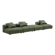 Modway Solace 4-Piece Modular Corduroy Upholstered Sectional Sofa in Fern