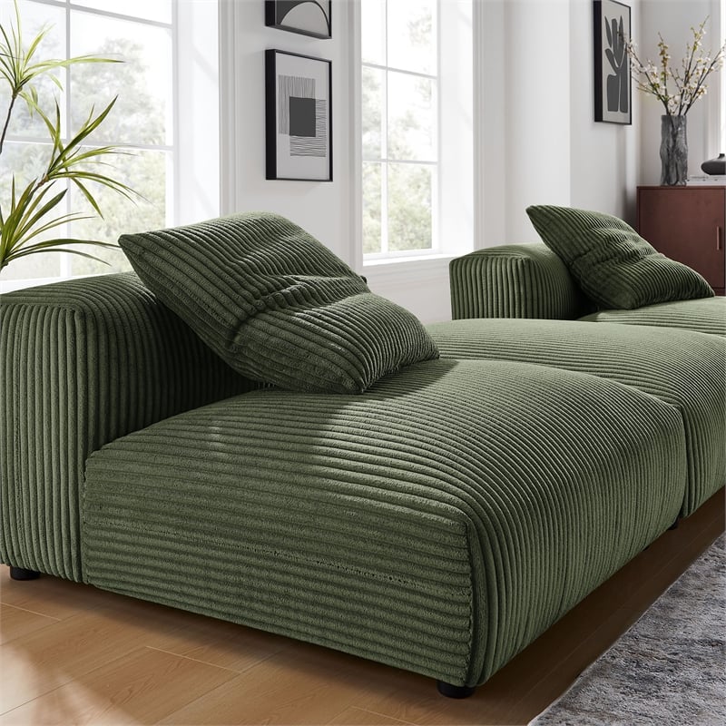 Solace3-Piece Modular Corduroy Upholstered Sectional Sofa in Fern