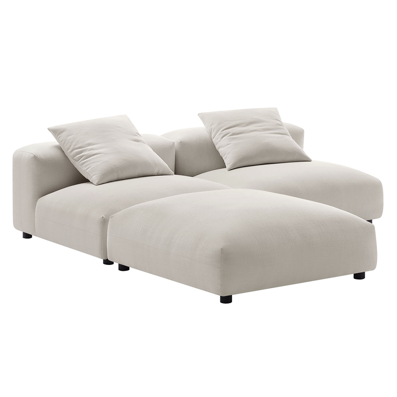 Solace3-Piece Modular Upholstered Fabric Sectional Sofa in Salt