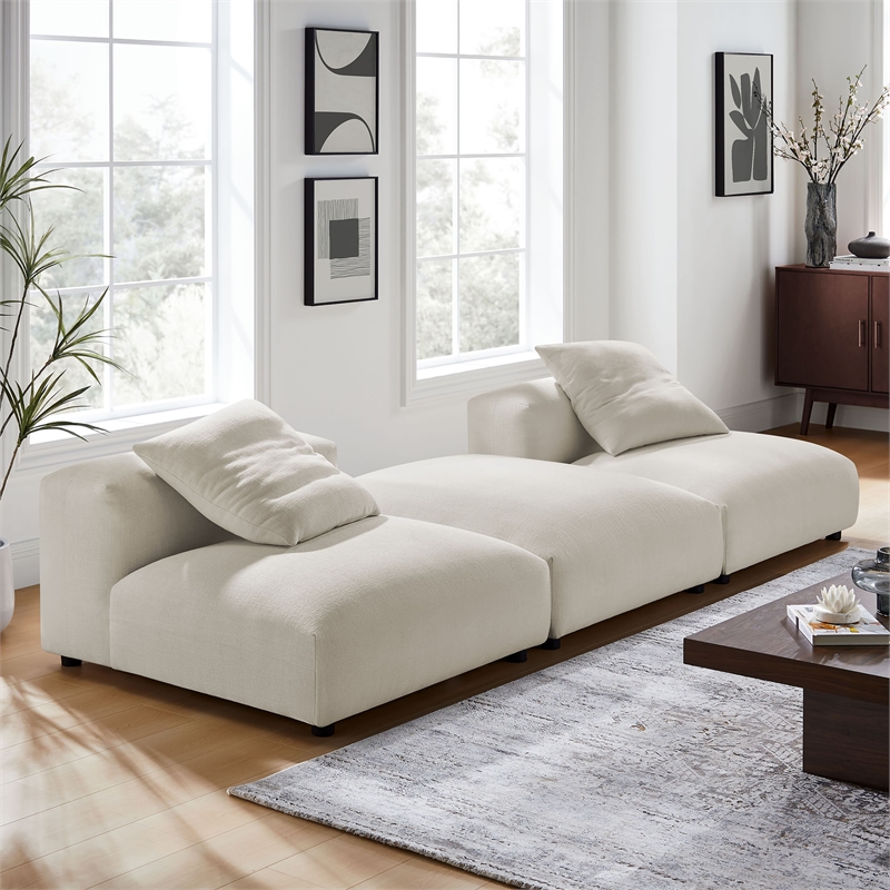 Solace3-Piece Modular Upholstered Fabric Sectional Sofa in Salt
