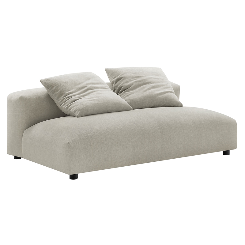 Solace Modular Upholstered Fabric Armless Loveseat and Ottoman Set in Linen