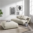 Solace Modular Upholstered Fabric Armless Loveseat and Ottoman Set in Linen