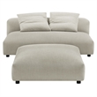 Solace Modular Upholstered Fabric Armless Loveseat and Ottoman Set in Linen