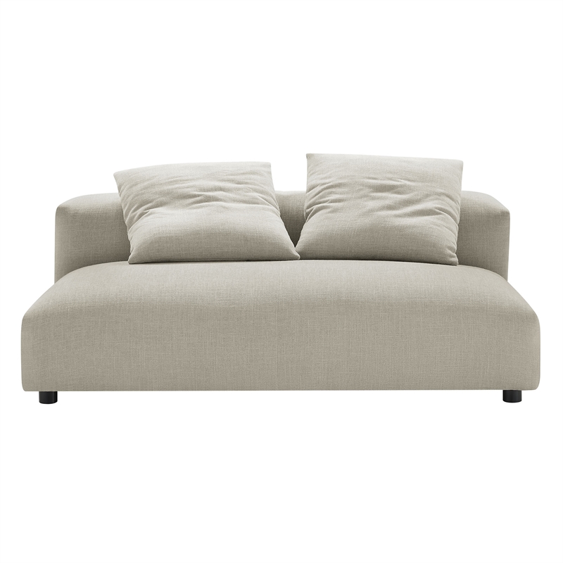 Solace Modular Upholstered Fabric Armless Loveseat and Ottoman Set in Linen
