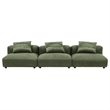 Modway Solace 3-Piece Modular Corduroy Upholstered Sofa in Fern