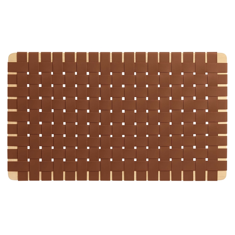 Sparta Weave Wall-Mount Vegan Leather Twin Headboard in Natural Brown
