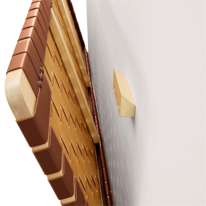 Sparta Weave Wall-Mount Vegan Leather Twin Headboard in Natural Brown
