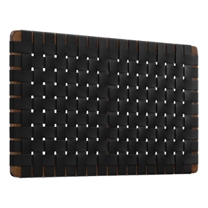 Sparta Weave Wall-Mount Vegan Leather Twin Headboard in Walnut Black