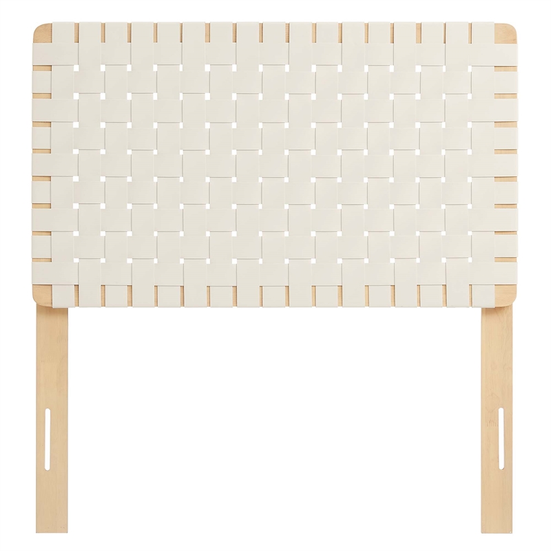Sparta Weave Vegan Leather Twin Headboard in Natural Beige