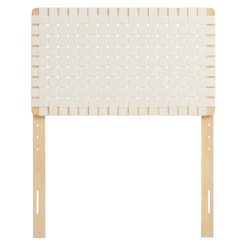 Sparta Weave Vegan Leather Twin Headboard in Natural Beige