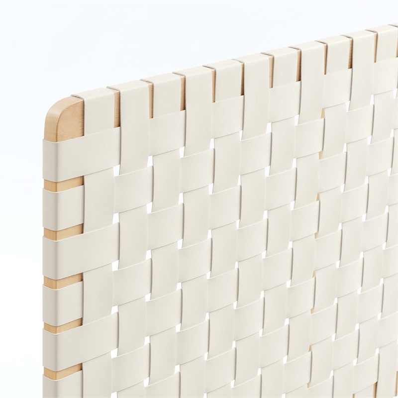 Sparta Weave Vegan Leather Twin Headboard in Natural Beige