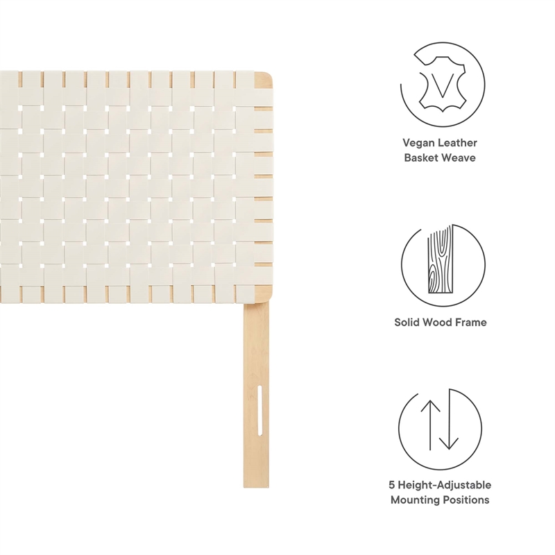 Sparta Weave Vegan Leather Twin Headboard in Natural Beige