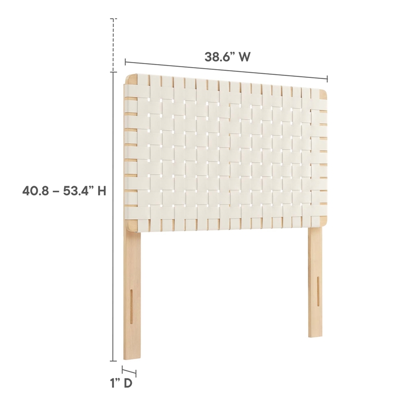 Sparta Weave Vegan Leather Twin Headboard in Natural Beige
