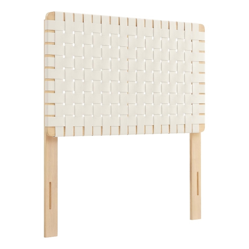 Sparta Weave Vegan Leather Twin Headboard in Natural Beige