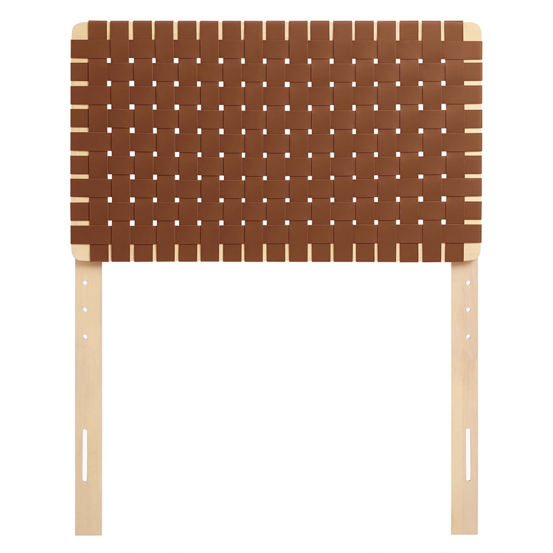 Sparta Weave Vegan Leather Twin Headboard in Natural Brown