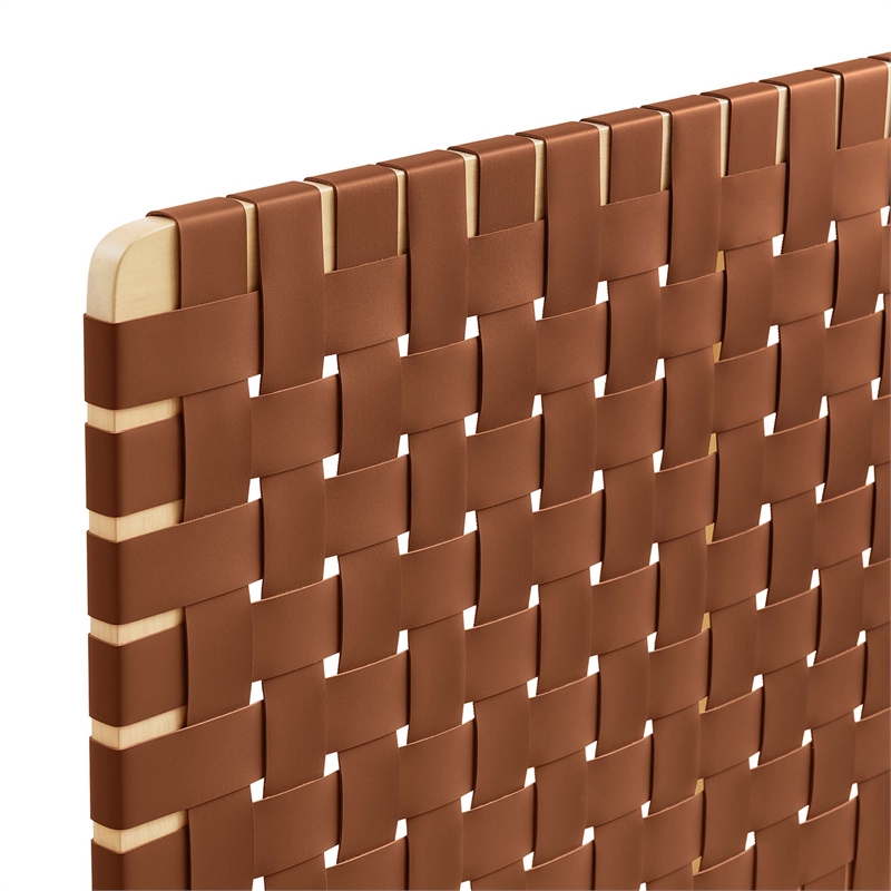 Sparta Weave Vegan Leather Twin Headboard in Natural Brown