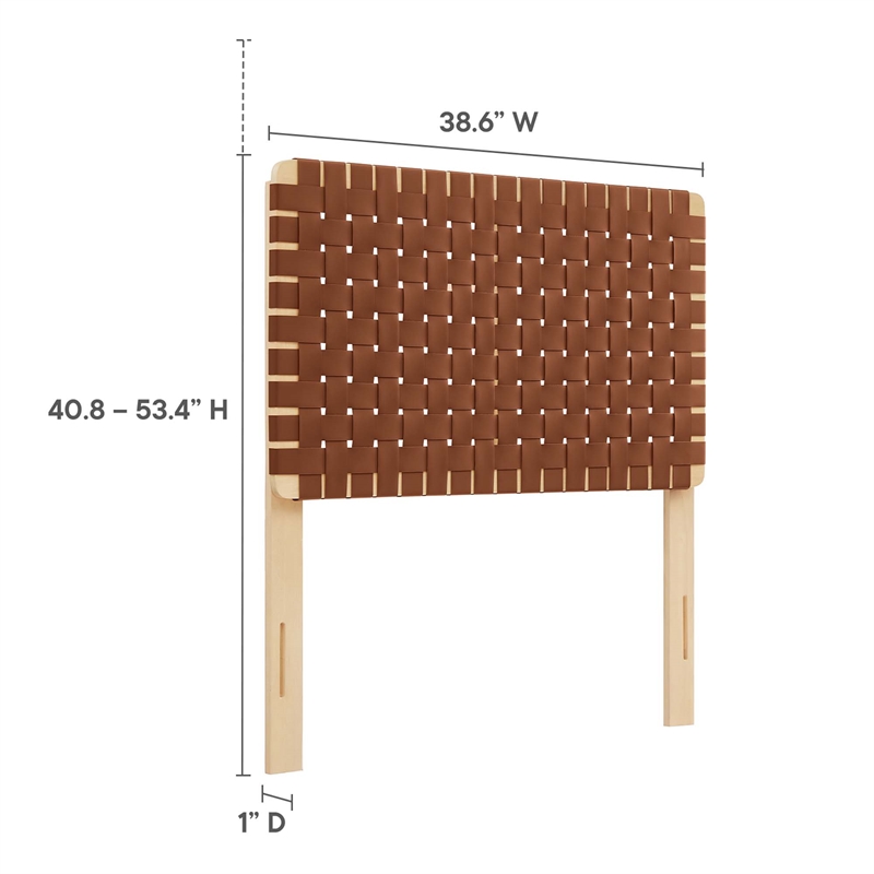Sparta Weave Vegan Leather Twin Headboard in Natural Brown