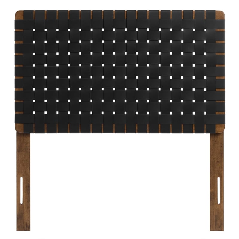 Sparta Weave Vegan Leather Twin Headboard in Walnut Black