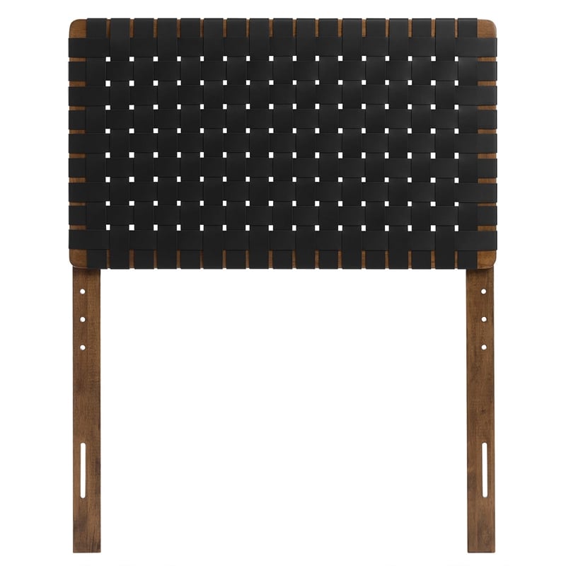 Sparta Weave Vegan Leather Twin Headboard in Walnut Black