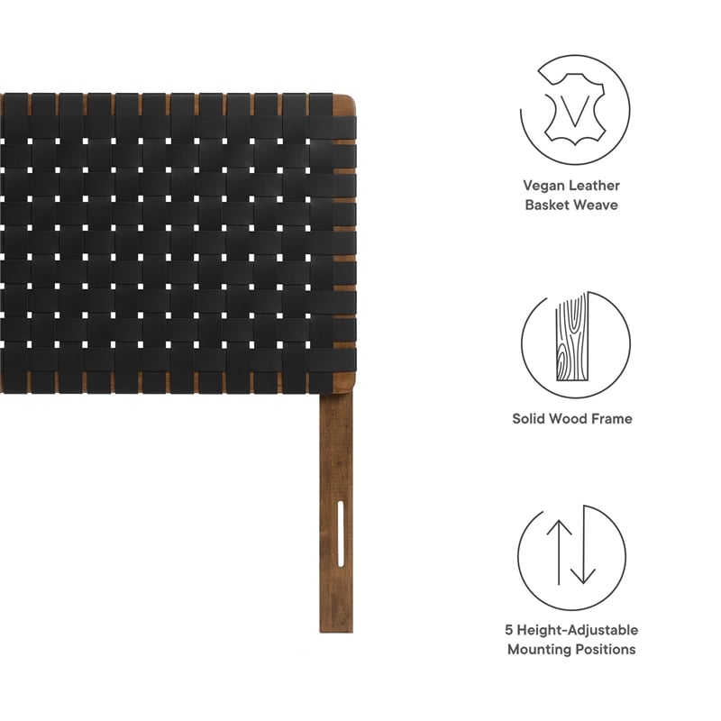 Sparta Weave Vegan Leather Twin Headboard in Walnut Black