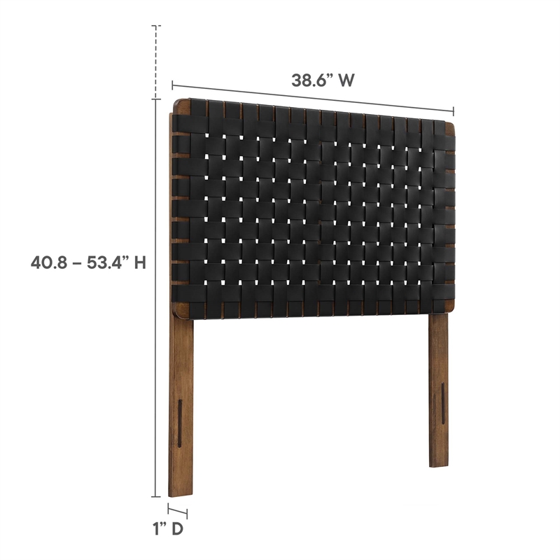 Sparta Weave Vegan Leather Twin Headboard in Walnut Black