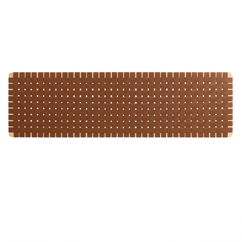 Sparta Weave Wall-Mount Vegan Leather King Headboard in Natural Brown