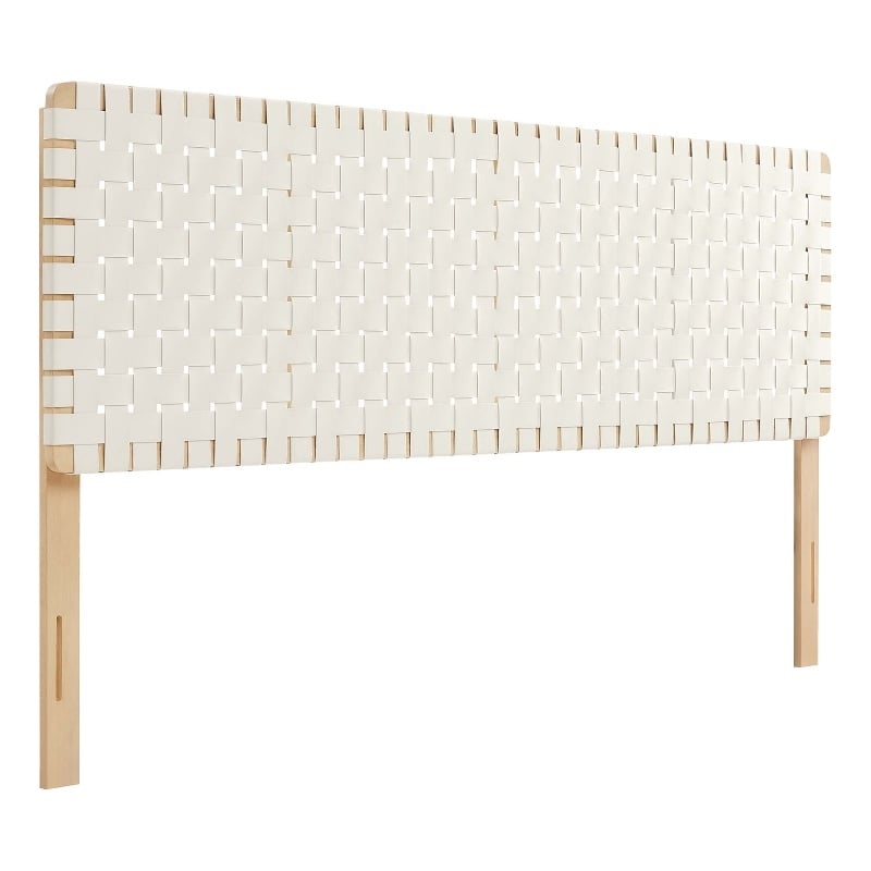 Sparta Weave Vegan Leather King Headboard in Natural Beige