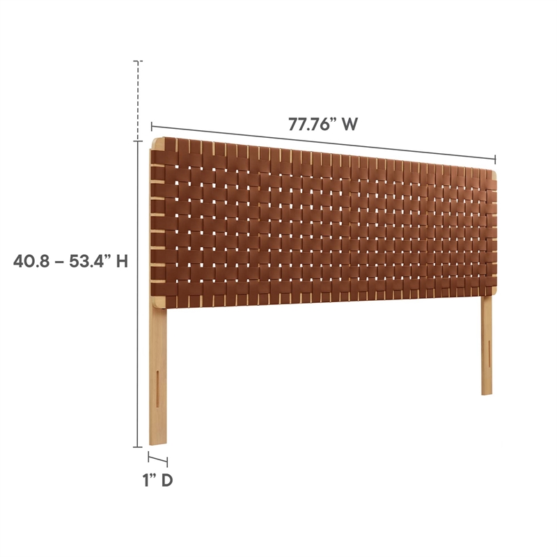 Sparta Weave Vegan Leather King Headboard in Natural Brown