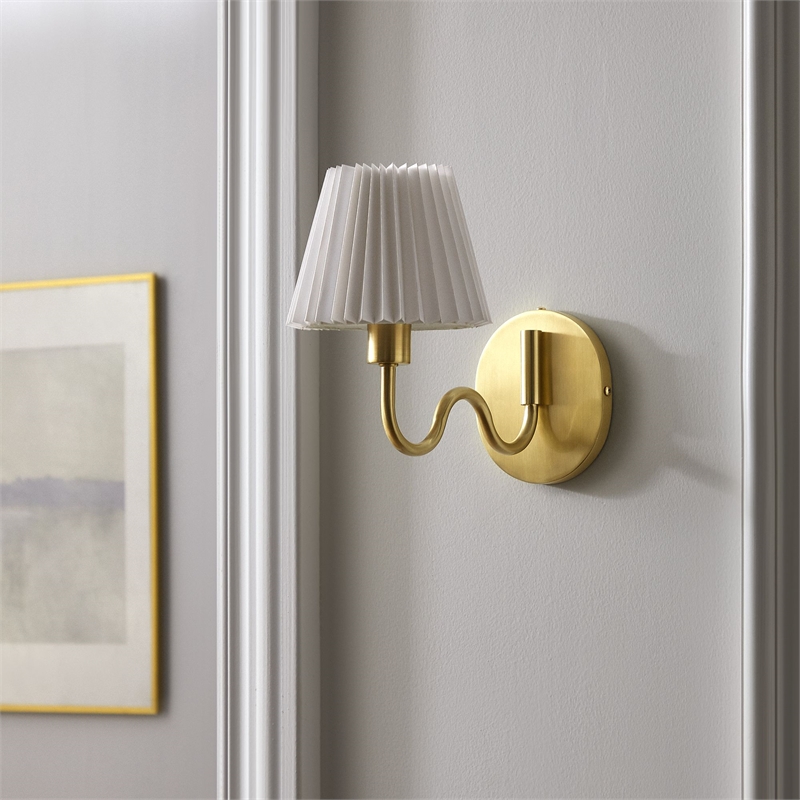 Wave Squiggle Arm Wall Sconce in Brass