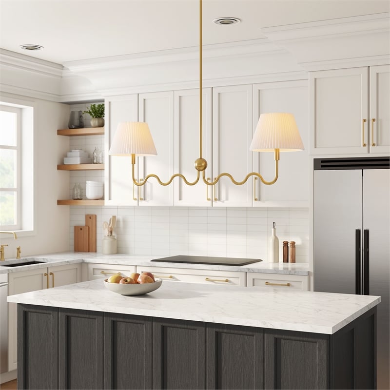 Modway Wave Pendant Light in Brass
