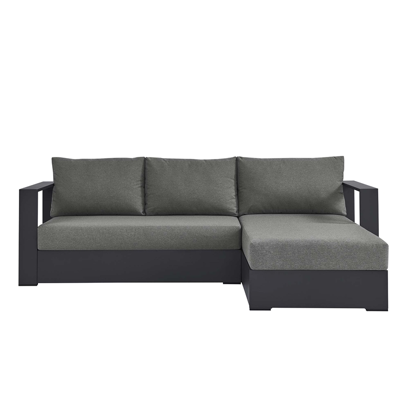 Tahoe 2-Piece Right-Facing Chaise Sectional Sofa Set in Gray Charcoal