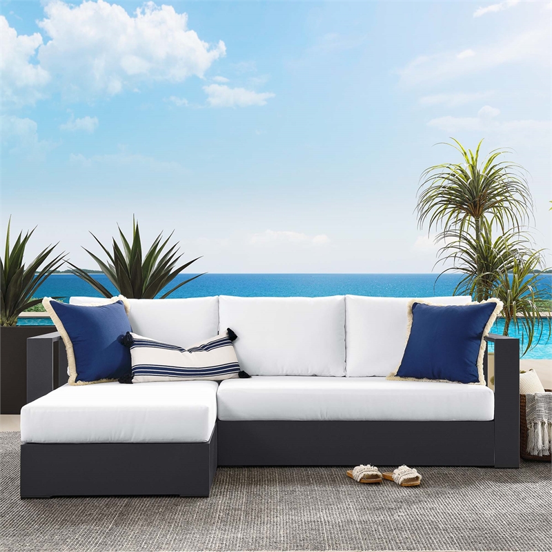 Tahoe 2-Piece Left-Facing Chaise Sectional Sofa Set in Gray White