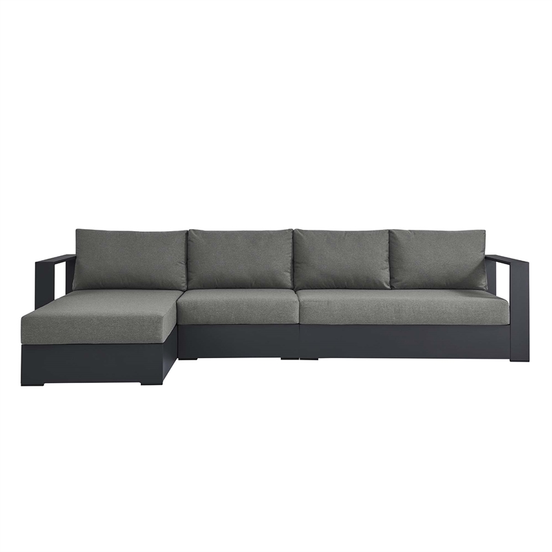 Tahoe 3-Piece Left-Facing Chaise Sectional Sofa Set in Gray Charcoal