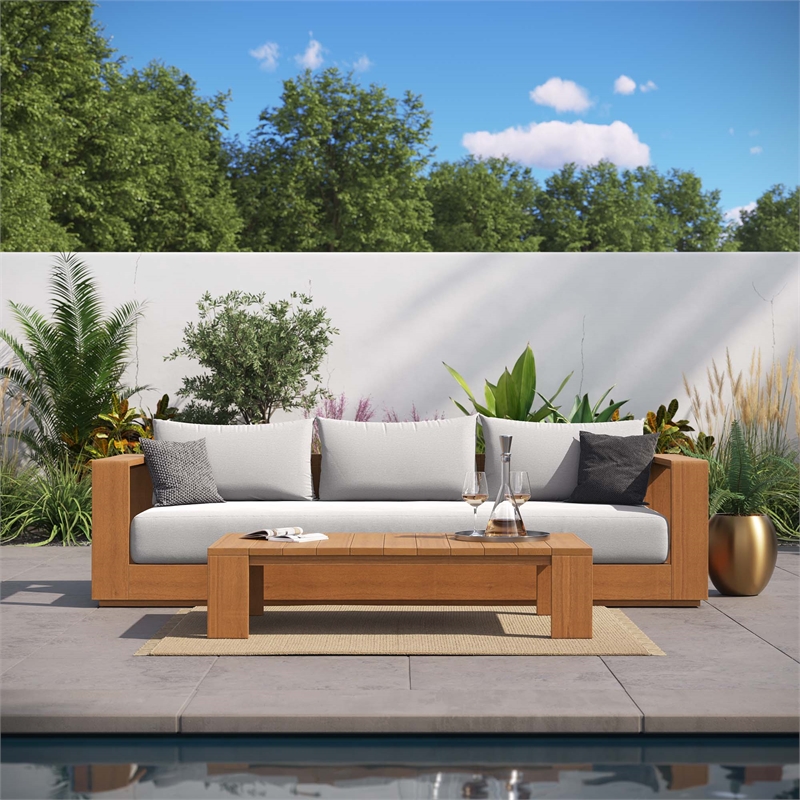Tahoe 2-Piece Sofa and Coffee Table Set in Natural Light Gray