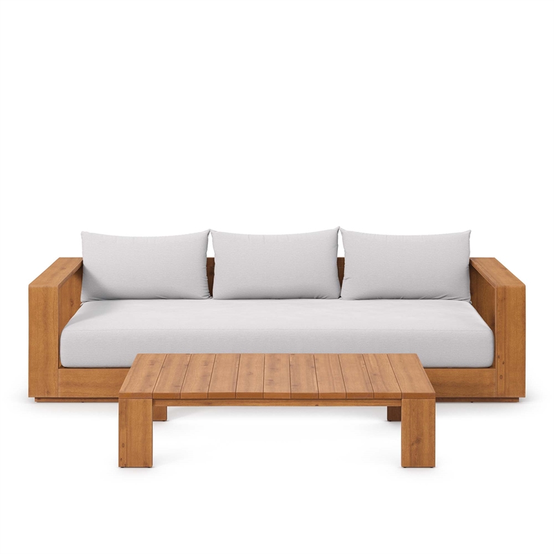 Tahoe 2-Piece Sofa and Coffee Table Set in Natural Light Gray