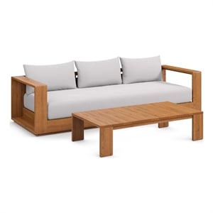 Tahoe 2-Piece Sofa and Coffee Table Set in Natural Light Gray