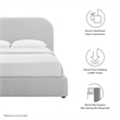 Keynote Curved Full Platform Bed in Heathered Weave Light Gray