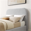 Keynote Curved Full Platform Bed in Heathered Weave Light Gray