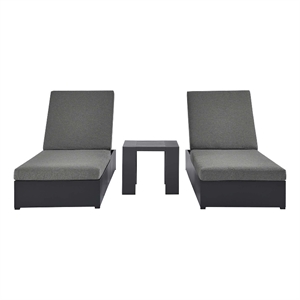 Tahoe 3-Piece Chaise Lounge Set in Gray Charcoal